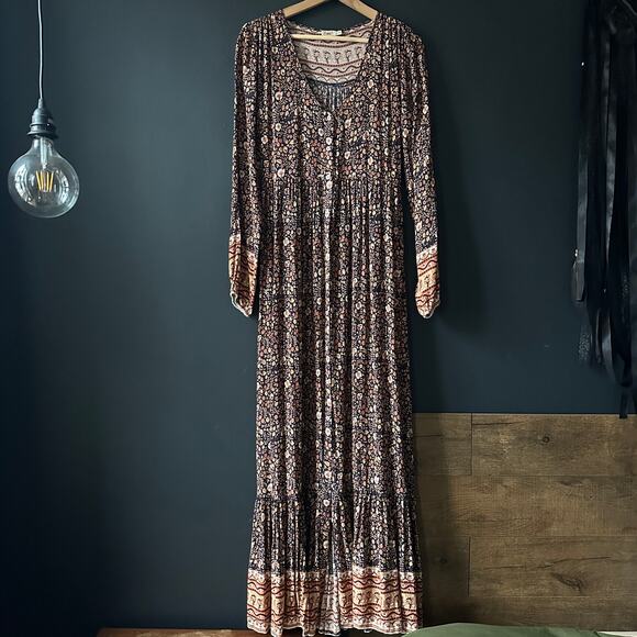 Faherty Toluca Border Print Long Sleeve Dress in Monserrat Floral Size XS - Picture 5 of 16